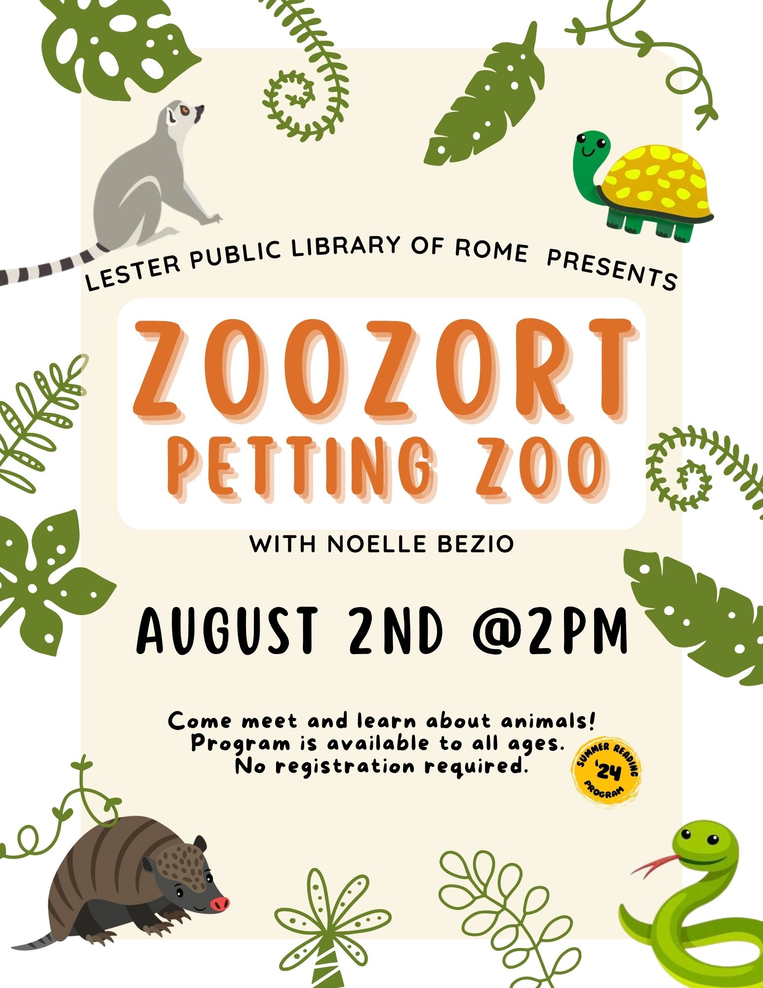 ZooZort Petting Zoo August 2nd, 2024 at 2 PM