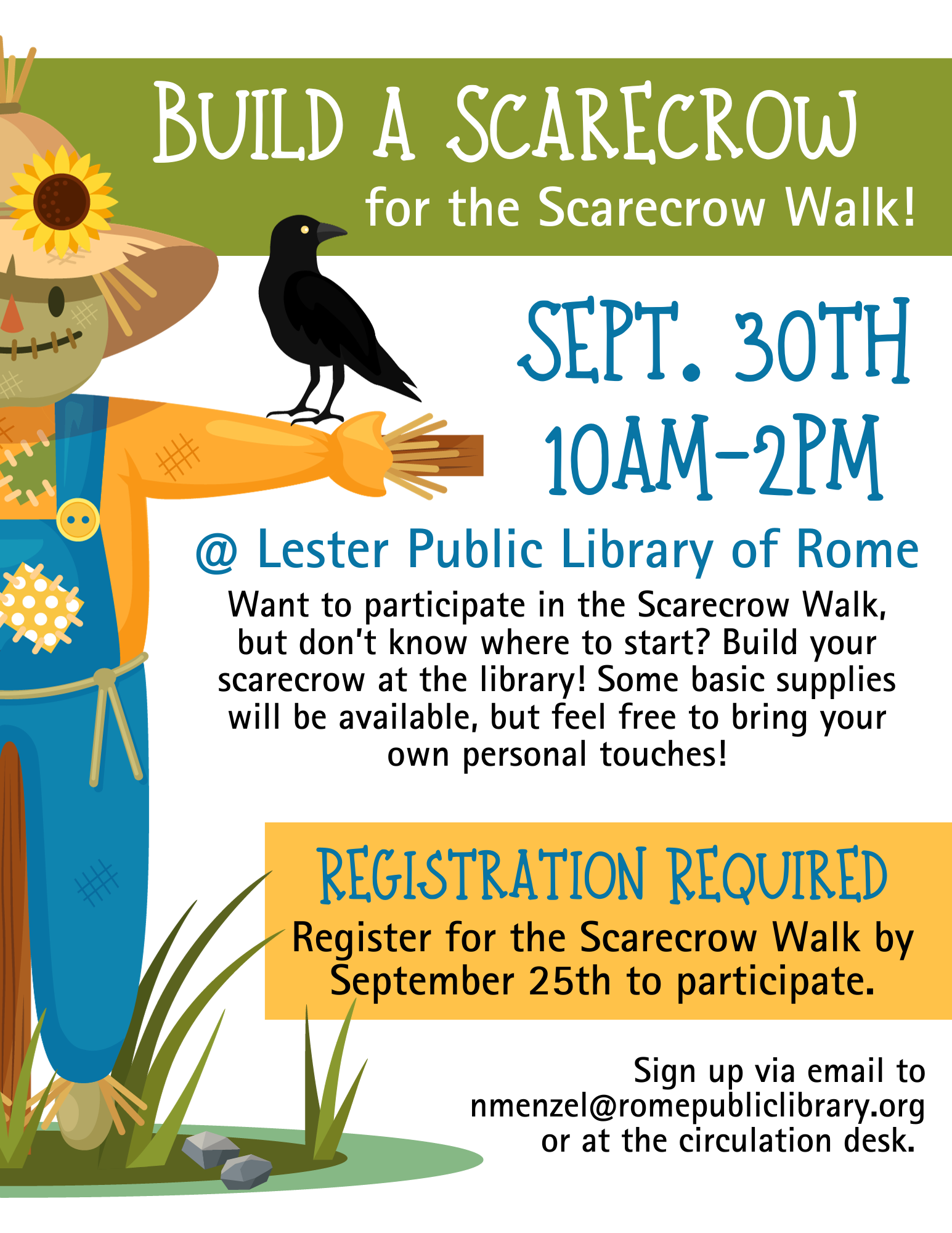 Image of a scarecrow with text describing event (same text shared in the event description section)