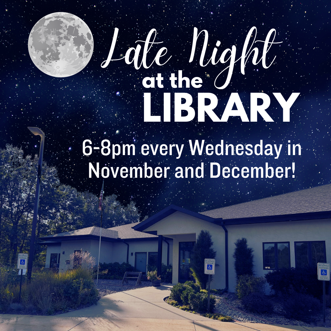 Photo of the library at night