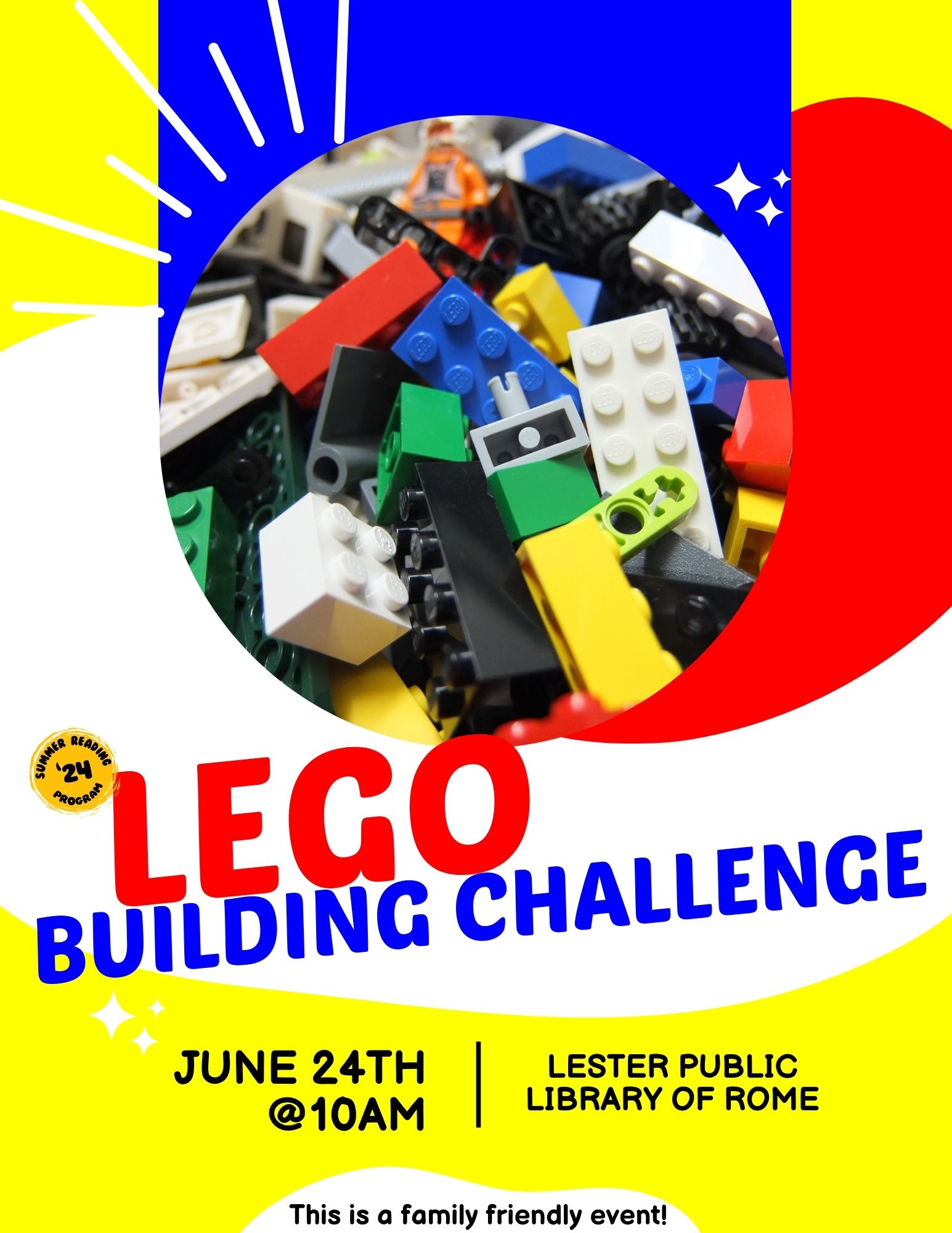 Lego Building Challenge June 24th, 2024 from 10-3pm