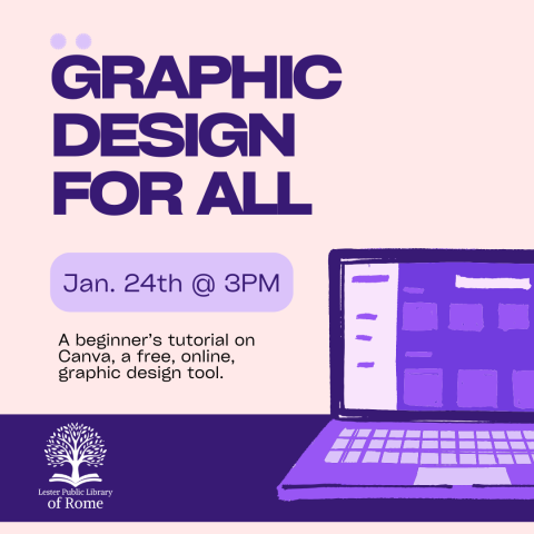 image of sketched purple laptop with Canva program on screen